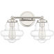 Vintage 2 Light 16.5 inch Polished Nickel Bathroom Vanity Light Wall Light